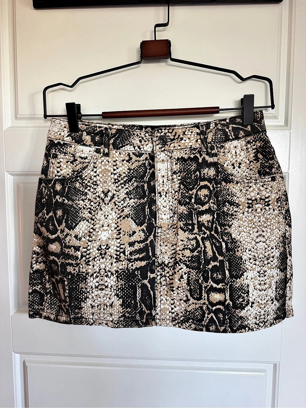 Topshop Petite Snake Print Denim Mini Skirt Animal Print Mini Skirt